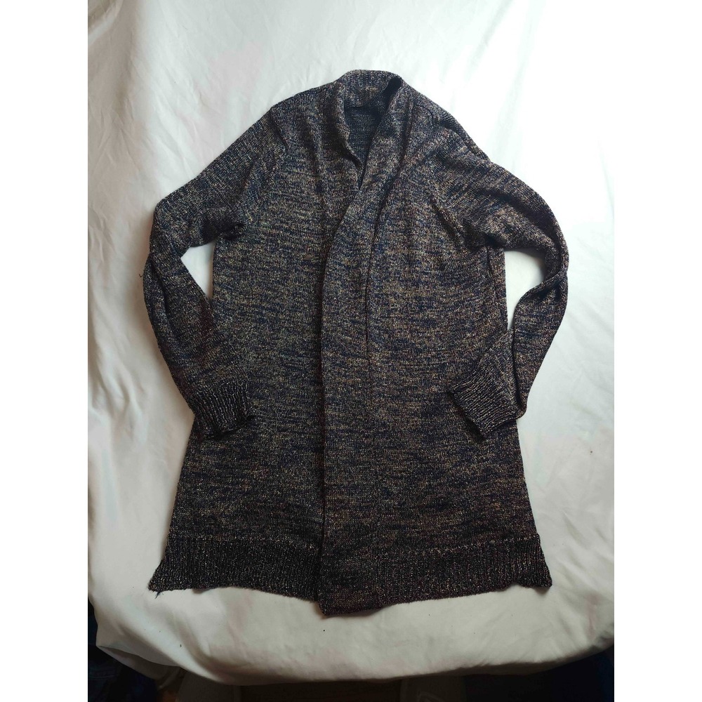GW Cardigan Sweater Womens Large Navy Blue Metallic Knit Aesthetic‎ Outerwear